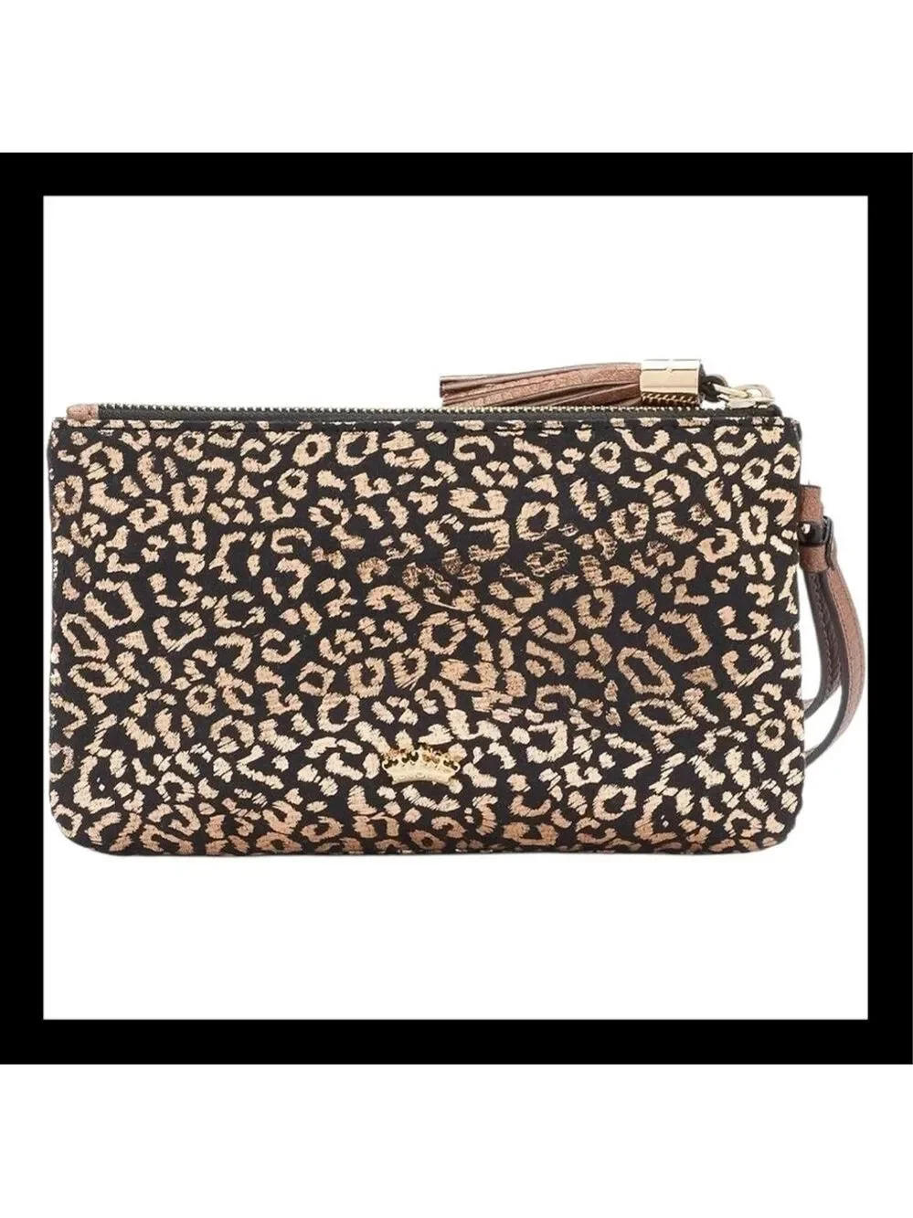 Juicy Couture Leopard Logo Wristlet Small Handbag in Black & Copper